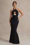 Raelynn Black Halter Neck Cut Out Maxi Dress With Bow