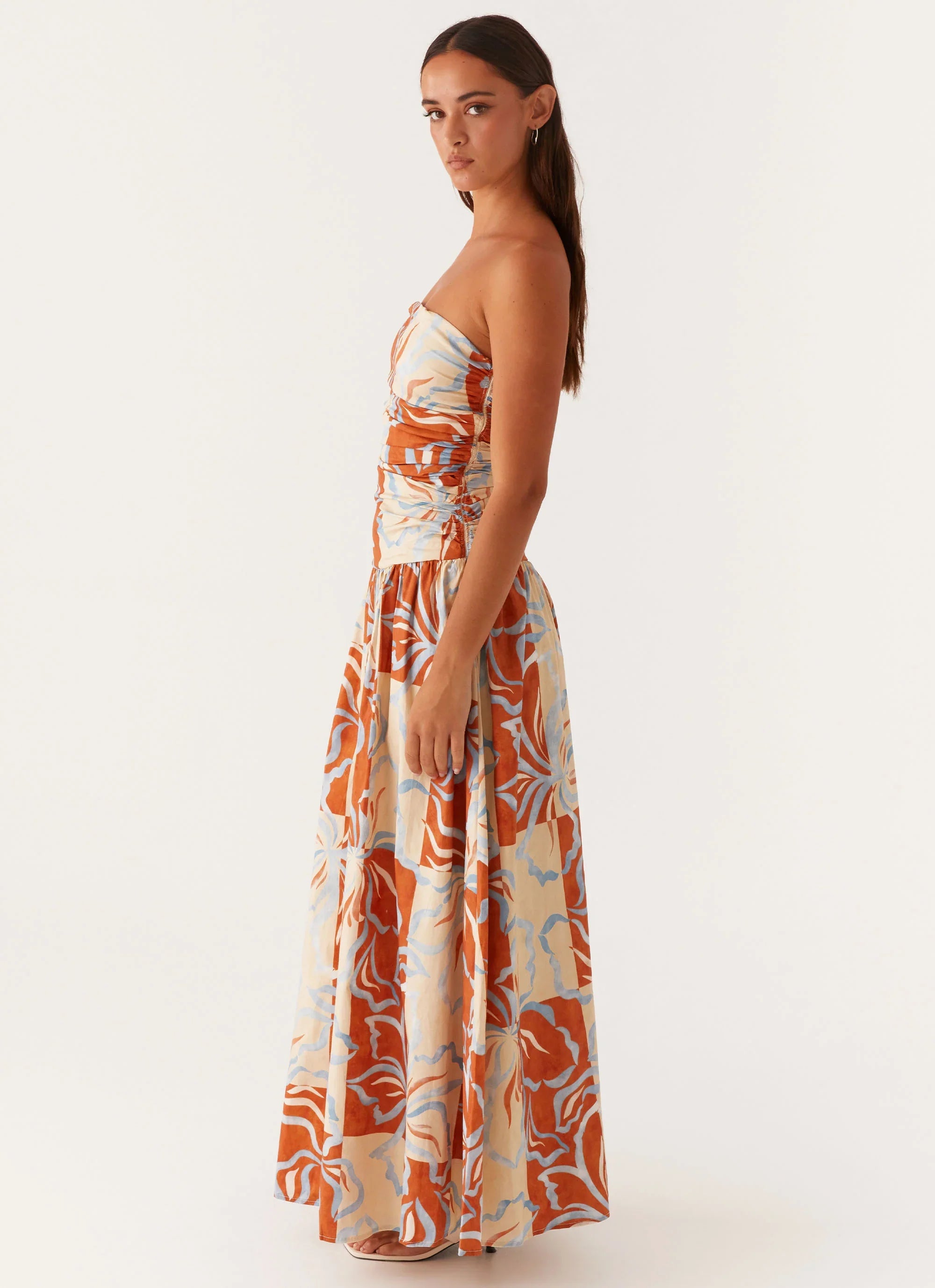 Carmel Maxi Dress Orange Blue Floral