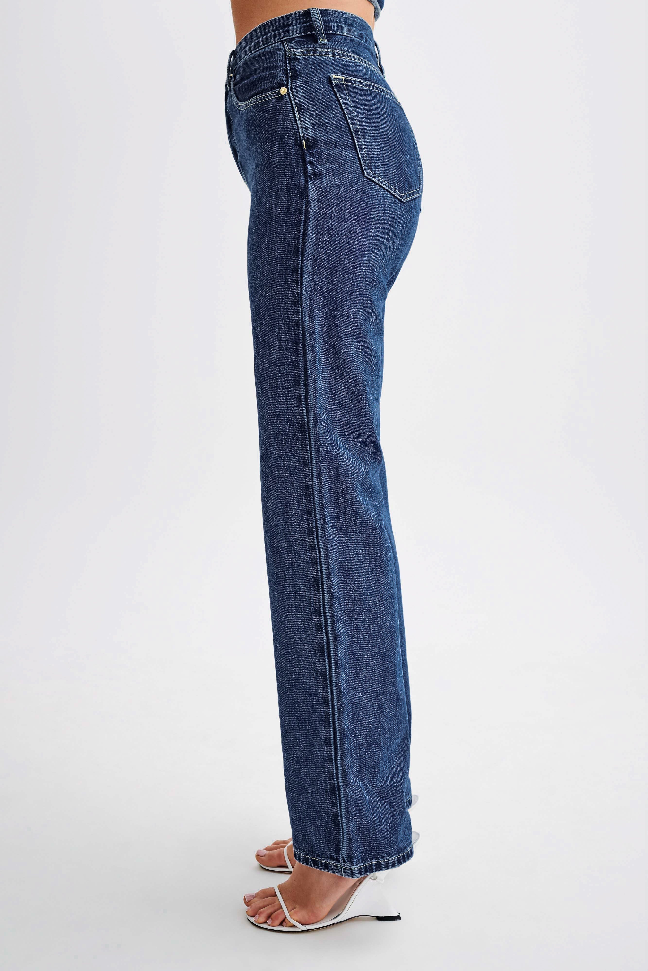 Janine High Waisted Straight Leg Jeans Dark Blue