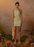 Juelz Beaded Mini Dress Lime