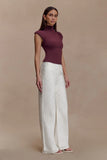 Freesia High Neck Sleeveless Top Mahogany