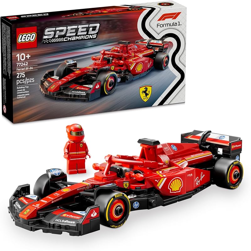 LEGO Speed Champions Ferrari SF 24 F1 Race Car Toys Building Sets for Kids Boys Girls Ages 10 Ferrari F1 Model Car Kits for Display or Play Gift Ideas for Birthdays and Fans 77242