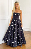 Julianne Strapless Polka Dot Satin Maxi Dress PRE ORDER