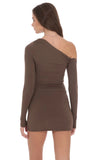 Off Shoulder Long Sleeve Dress in Taupe