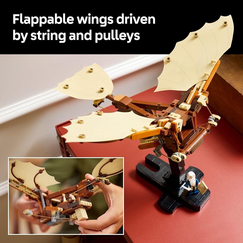 LEGO Icons Leonardo da Vincis Flying Machine DIY Kit Ornithopter Building Set for Adults Ages 18 Craft for Home or Office Decor with Display Stand Gift Idea 10363