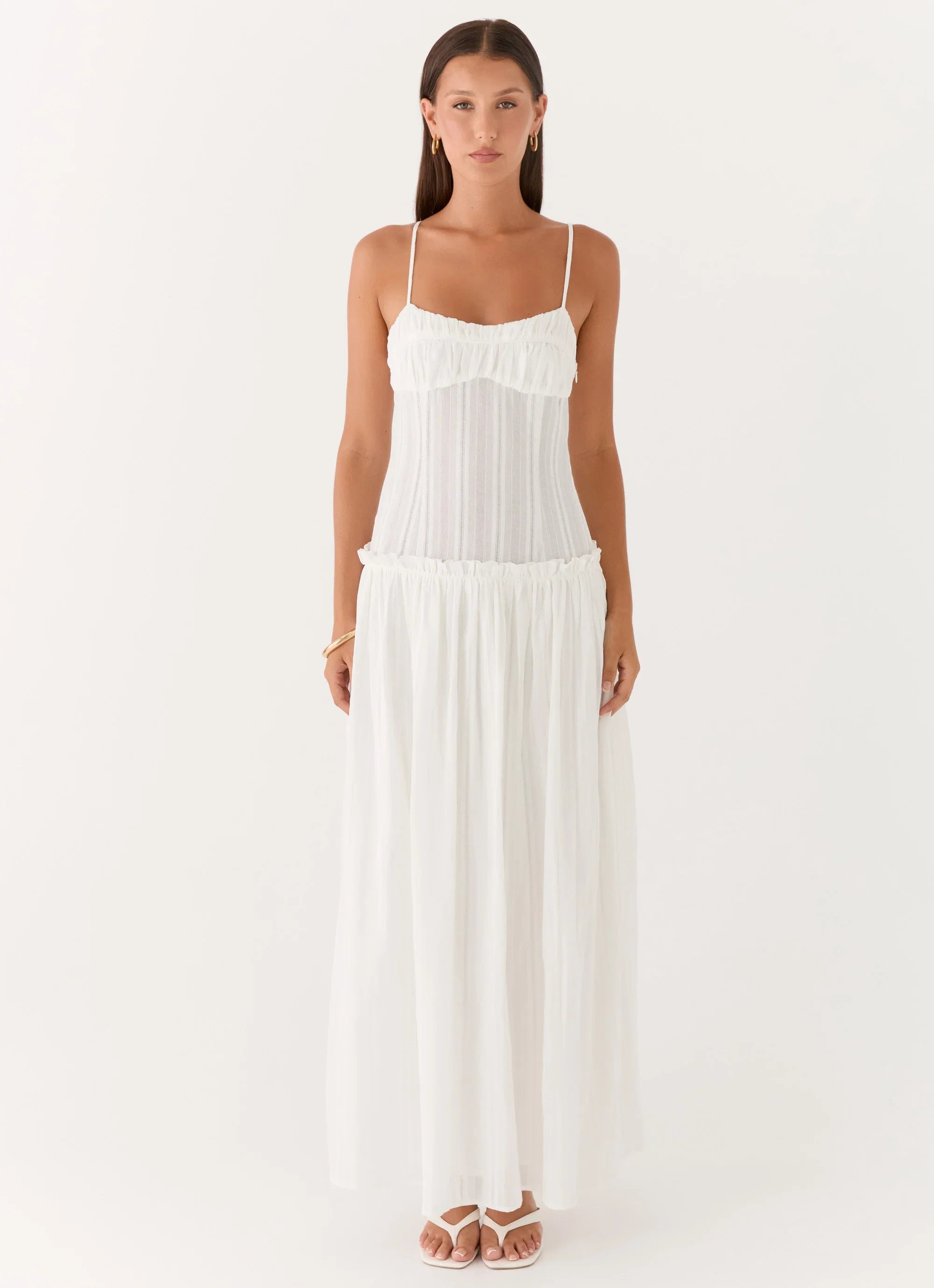 Jacinda Drop Waist Maxi Dress Ivory