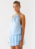 Parade Halter Mini Dress Baby Blue