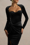 Fay Black Velvet Corset Style Knot Maxi Dress