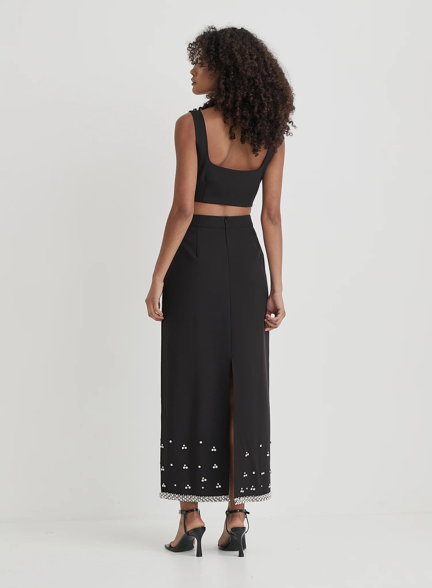 Black Embellished Crop Top