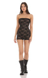 Strapless Lace Romper in Black