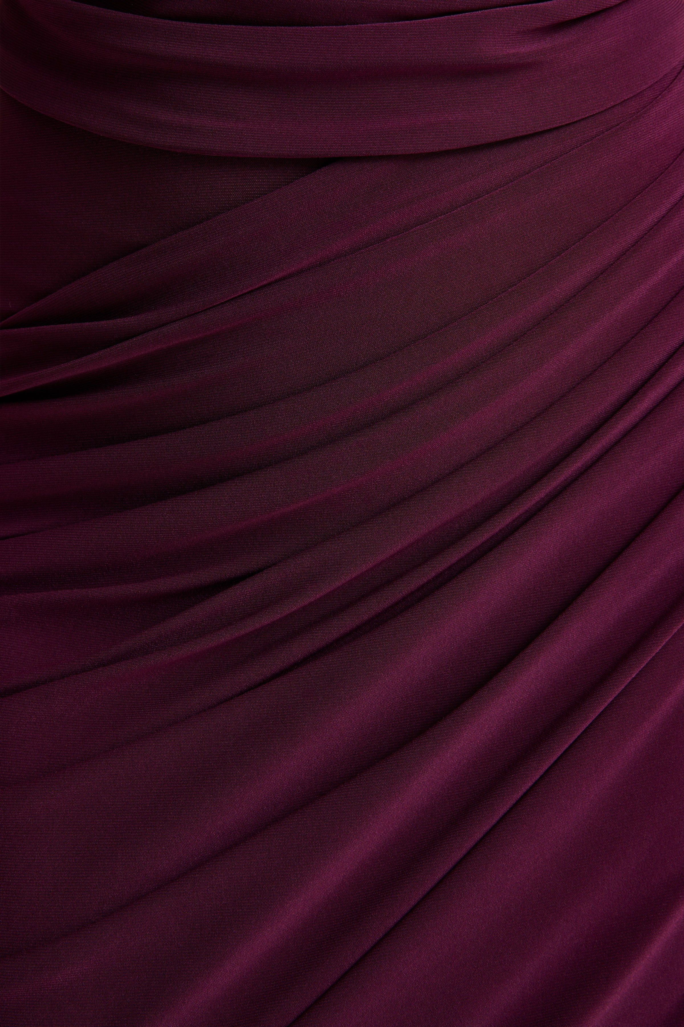 Cairo Burgundy Cowl Neck Maxi Dress With Gathered Detailing
