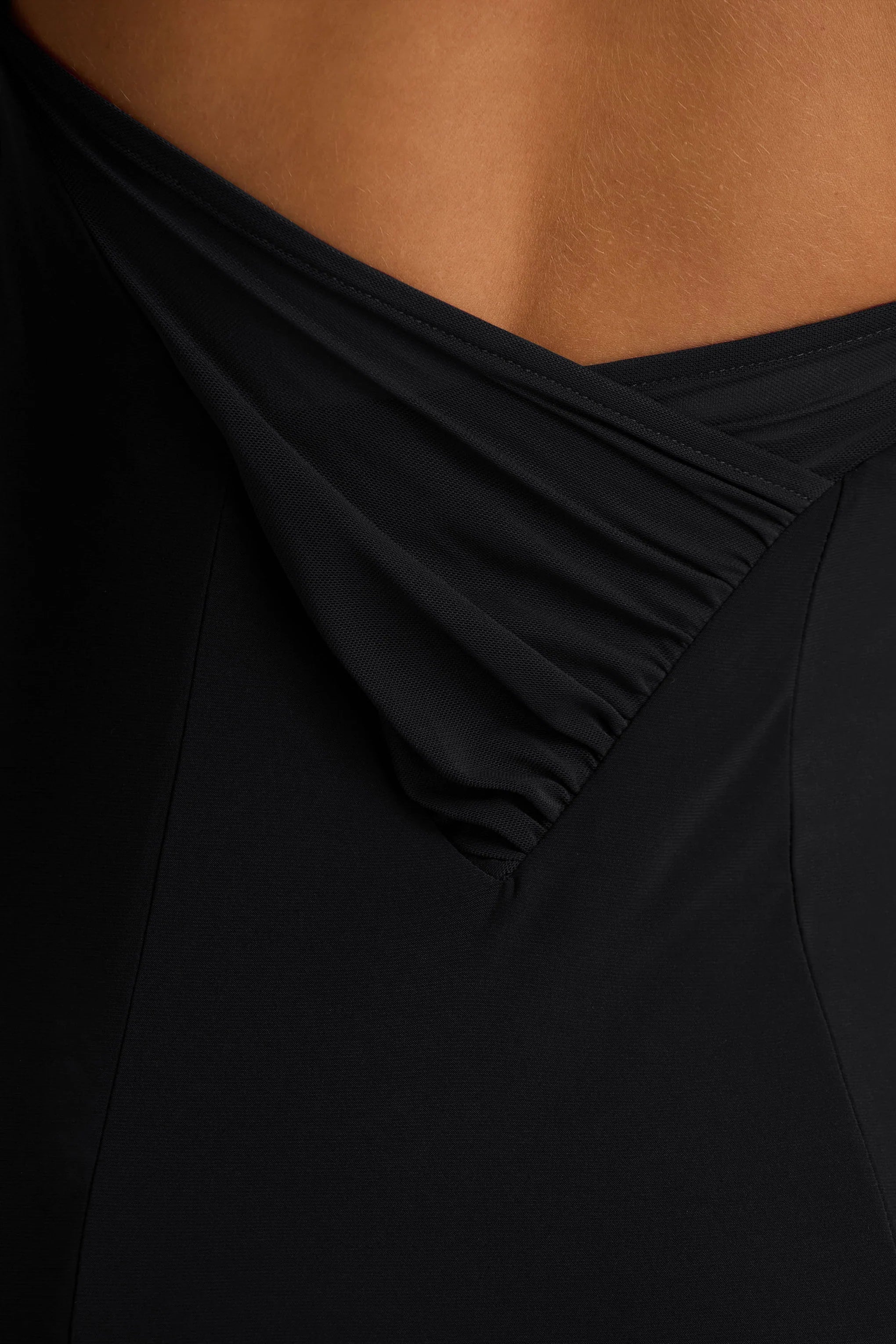 Gabbie Black Cowl Neck Maxi Dress With Mesh Back Detail