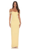 Tulle Off Shoulder Sleeve Maxi Dress in Yellow