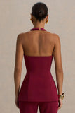 Tecla Burgundy Button Up Tailored Waistcoat