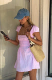 Clairo Light Pink Stripe Cap Sleeve Mini dress