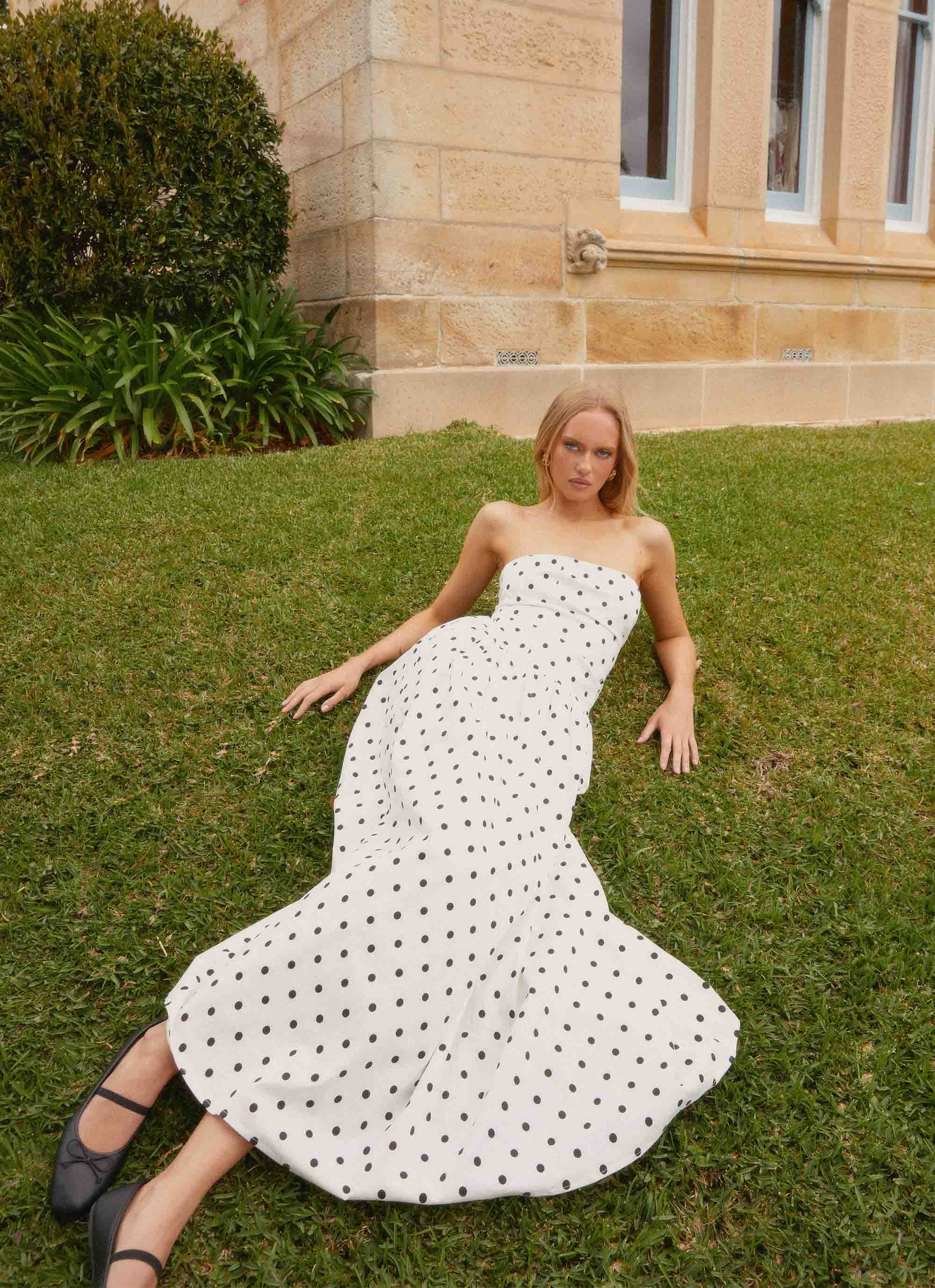 Andorra Maxi Dress White Polkadot