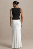 Lilah Cream Satin Maxi Skirt
