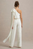 Alice Cream Asymmetric Bow Shoulder Jumpsuit With Drape