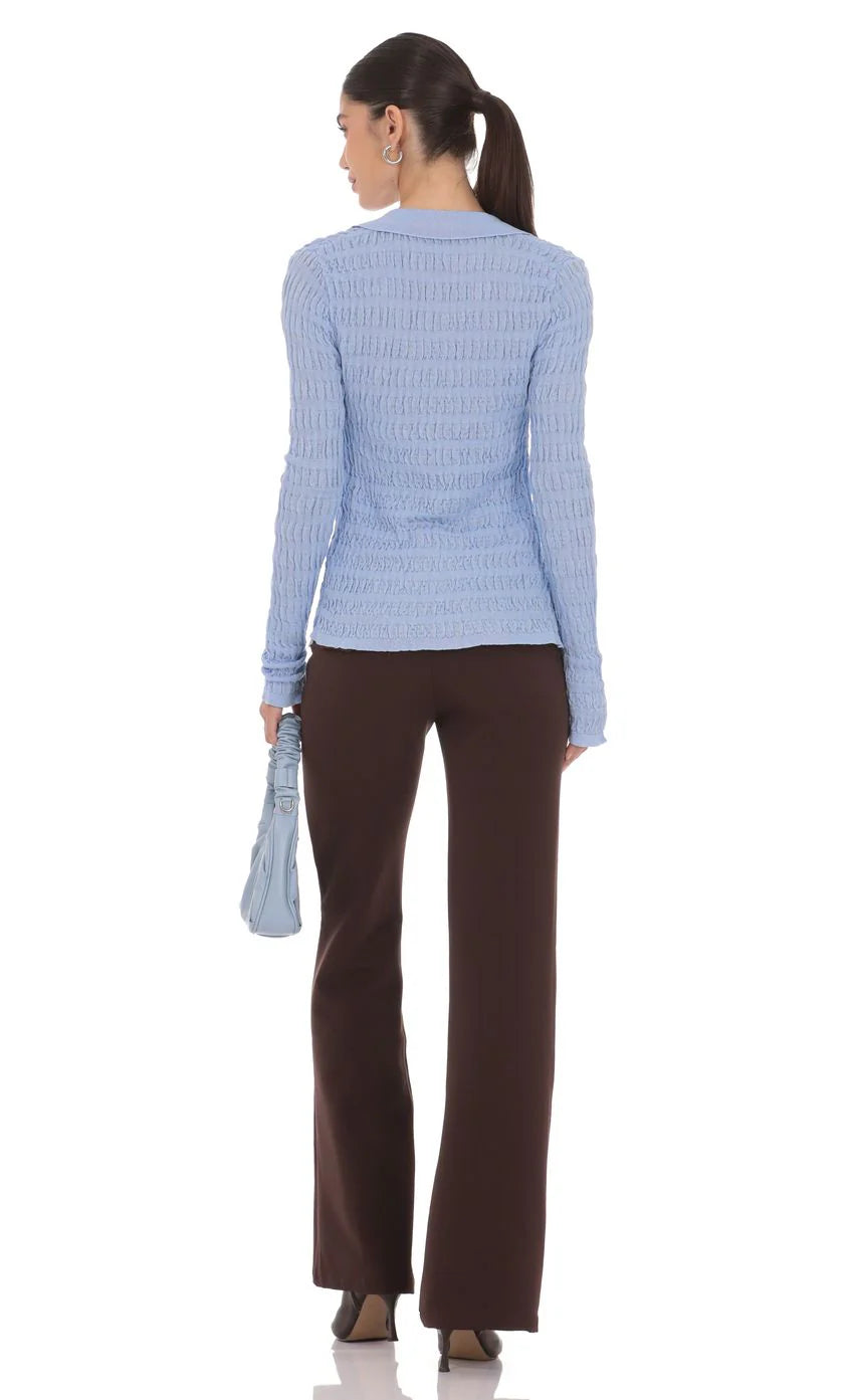 Textured Ribbed Top in Blue