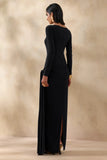 Astrielle Black Wide Neck With Gold Detail And Sash