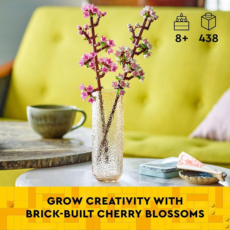 LEGO Cherry Blossom Building Toy for Kids Girls Boys Ages 8 Artificial Cherry Blossom Decor for Home Display Creative Gift Idea for Plant Flower Lovers 40725