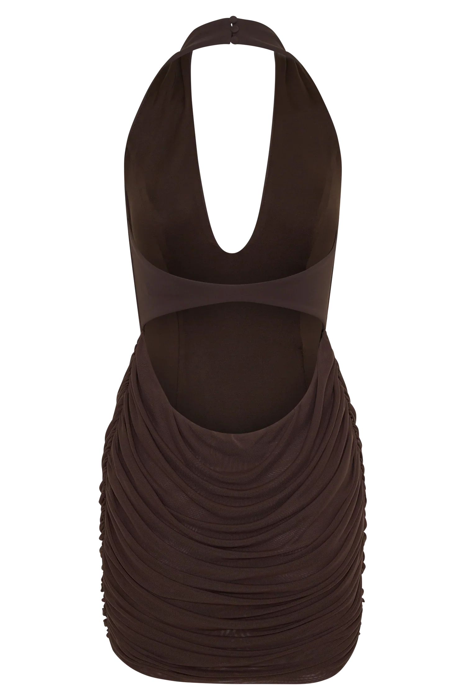 Anari Gathered Scuba Mini Dress Dark Chocolate