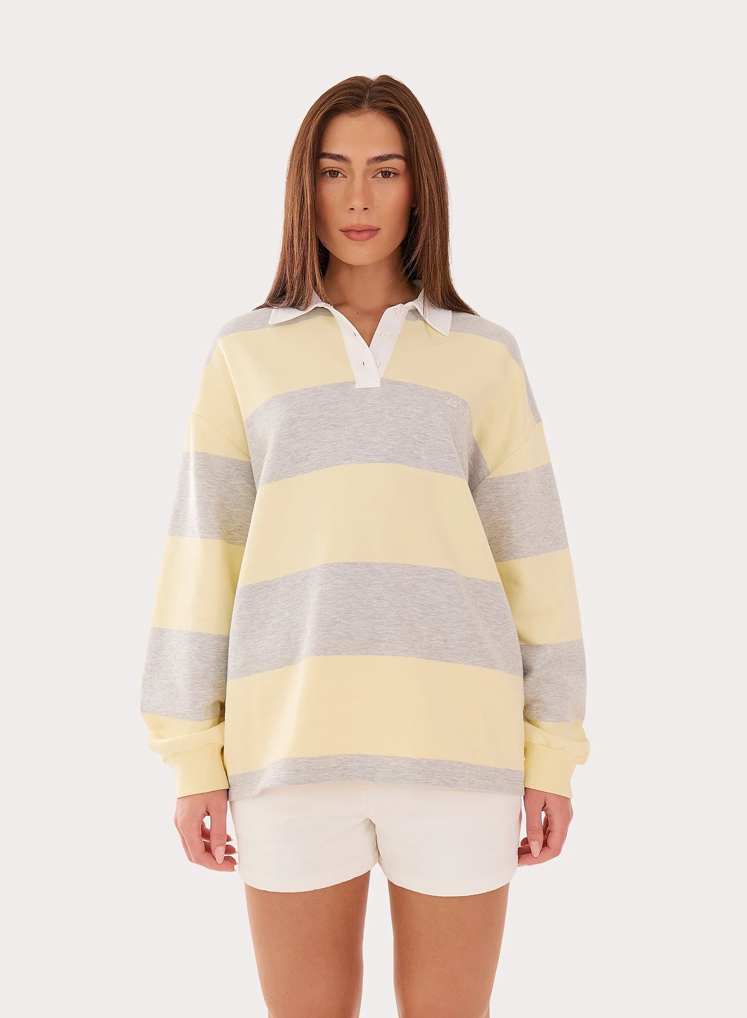 Yellow And Grey Stripe Fourth Branded Rugby Top