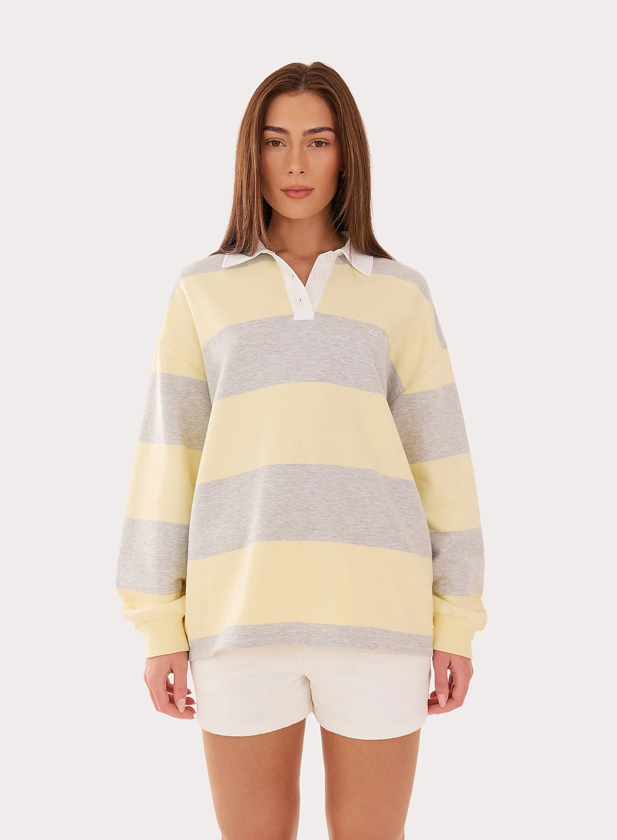Yellow And Grey Stripe Fourth Branded Rugby Top