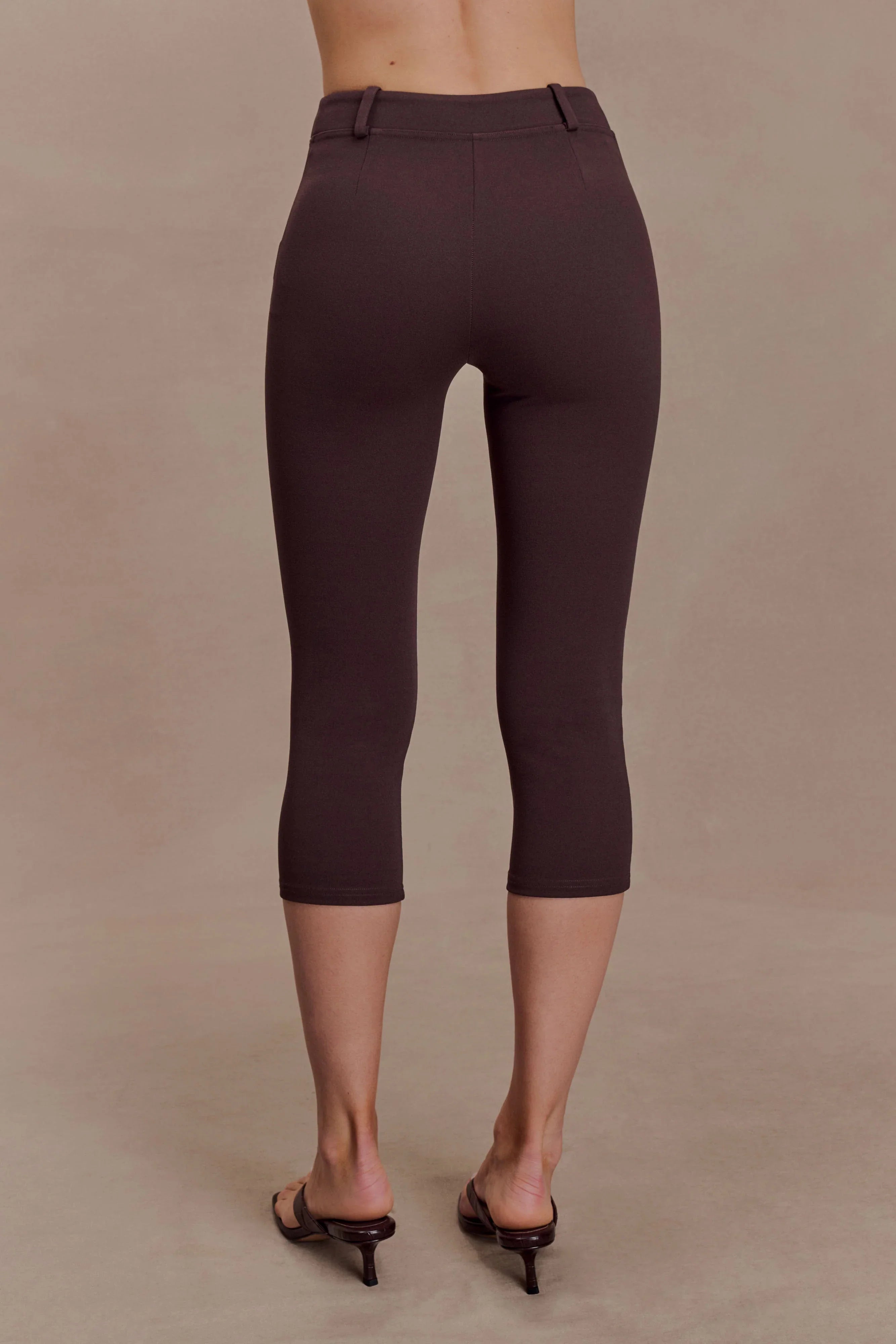 Blanca Stretch Crepe Capri Pants Chocolate
