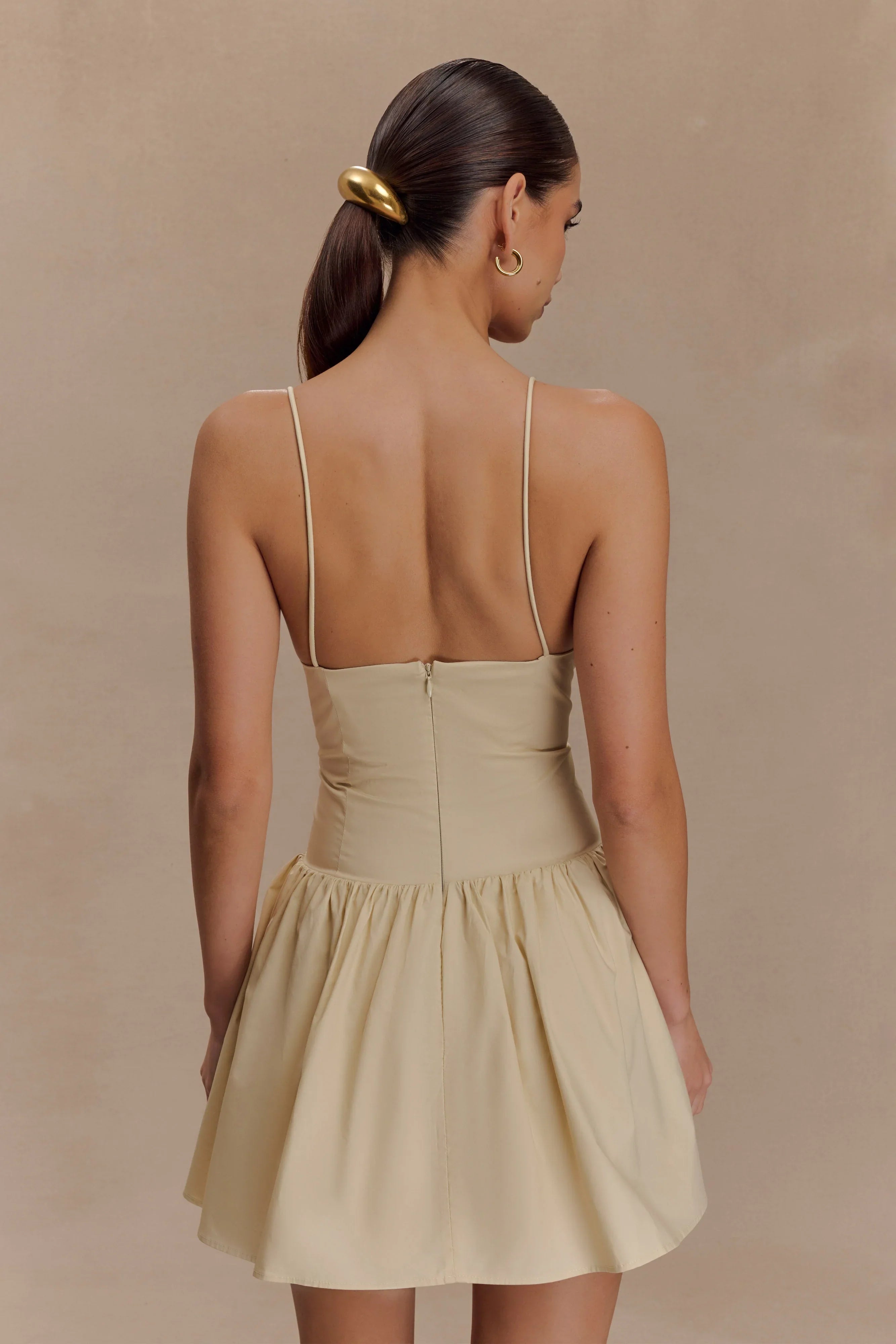 Janis Cotton Frill Mini Dress Nude