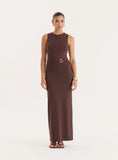 Chocolate Gold Hardware Belt Detail Maxi Dress