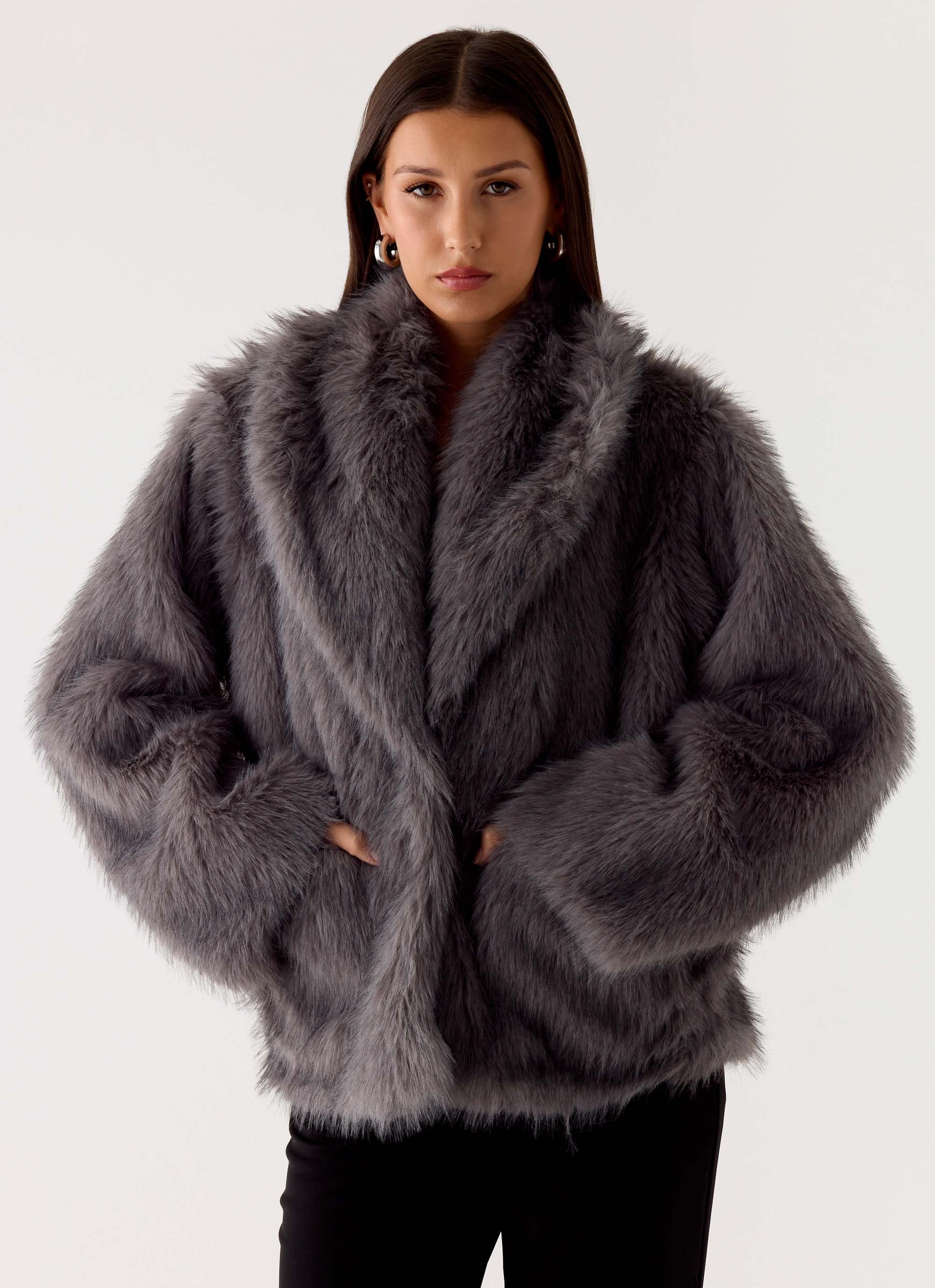 Katiana Faux Fur Jacket Grey