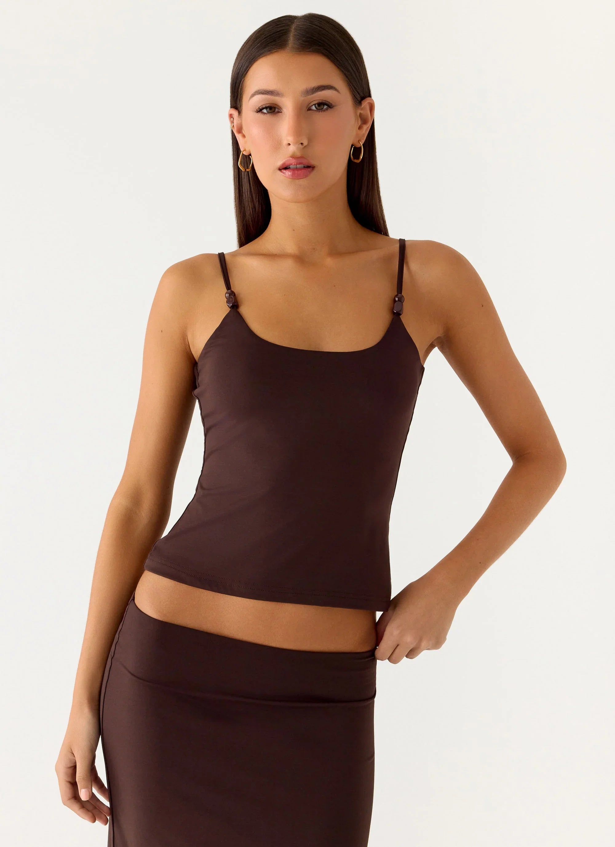 Garrix Bead Cami Top Chocolate