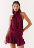 Willow Chiffon Mini Dress Plum