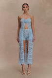 Aeline Crochet Knit Shorts Sky Blue