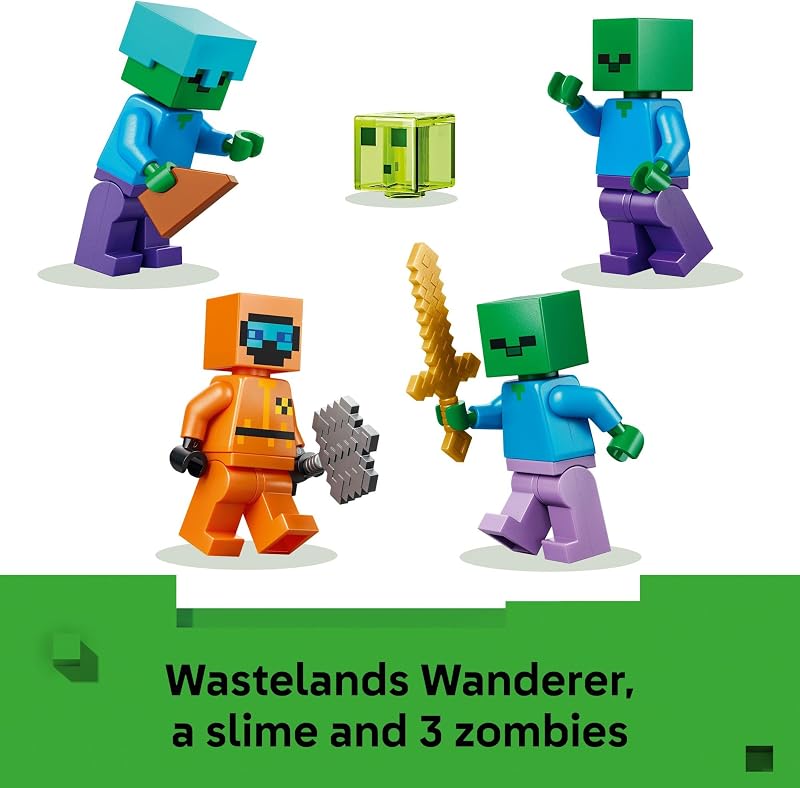 LEGO Minecraft Zombie Dungeon Building Pretend Play Toy for Boys Girls Video Game Playset Toy Figures for Kids Ages 8 W Wandering Wastelands Minifigure Gift Idea for Birthdays 21587