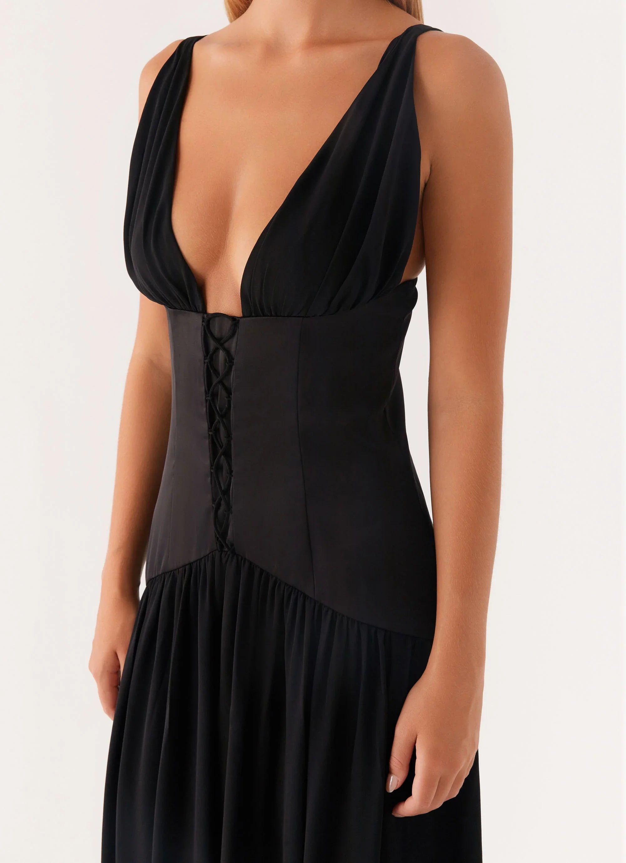 Dafina Satin Maxi Dress Black
