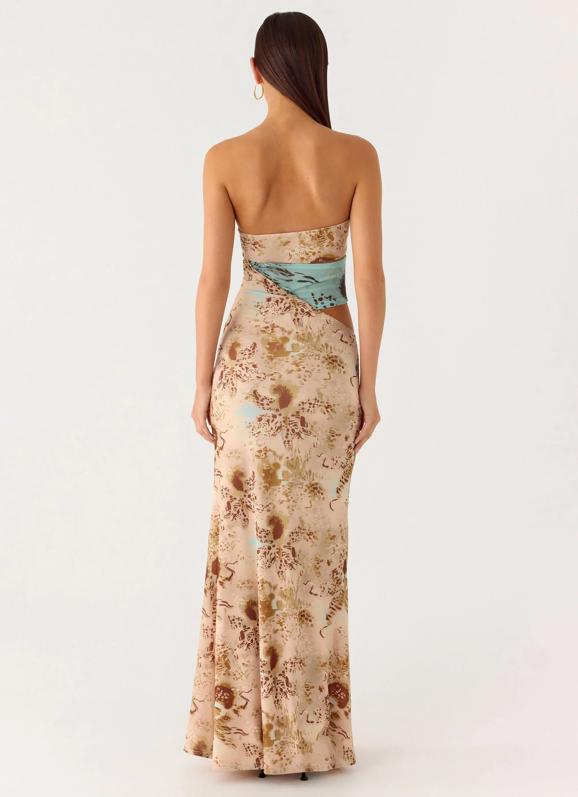 React Strapless Maxi Dress Desert Blur