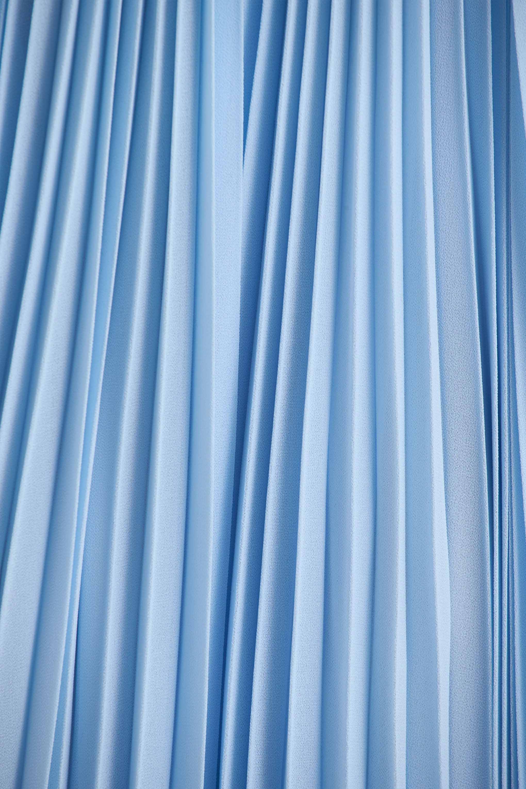 Reyna Powder Blue Pleated Chiffon Cold Shoulder Maxi Dress