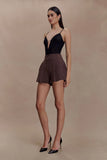 Jasper Sheer Plunge Lace Bodysuit Black