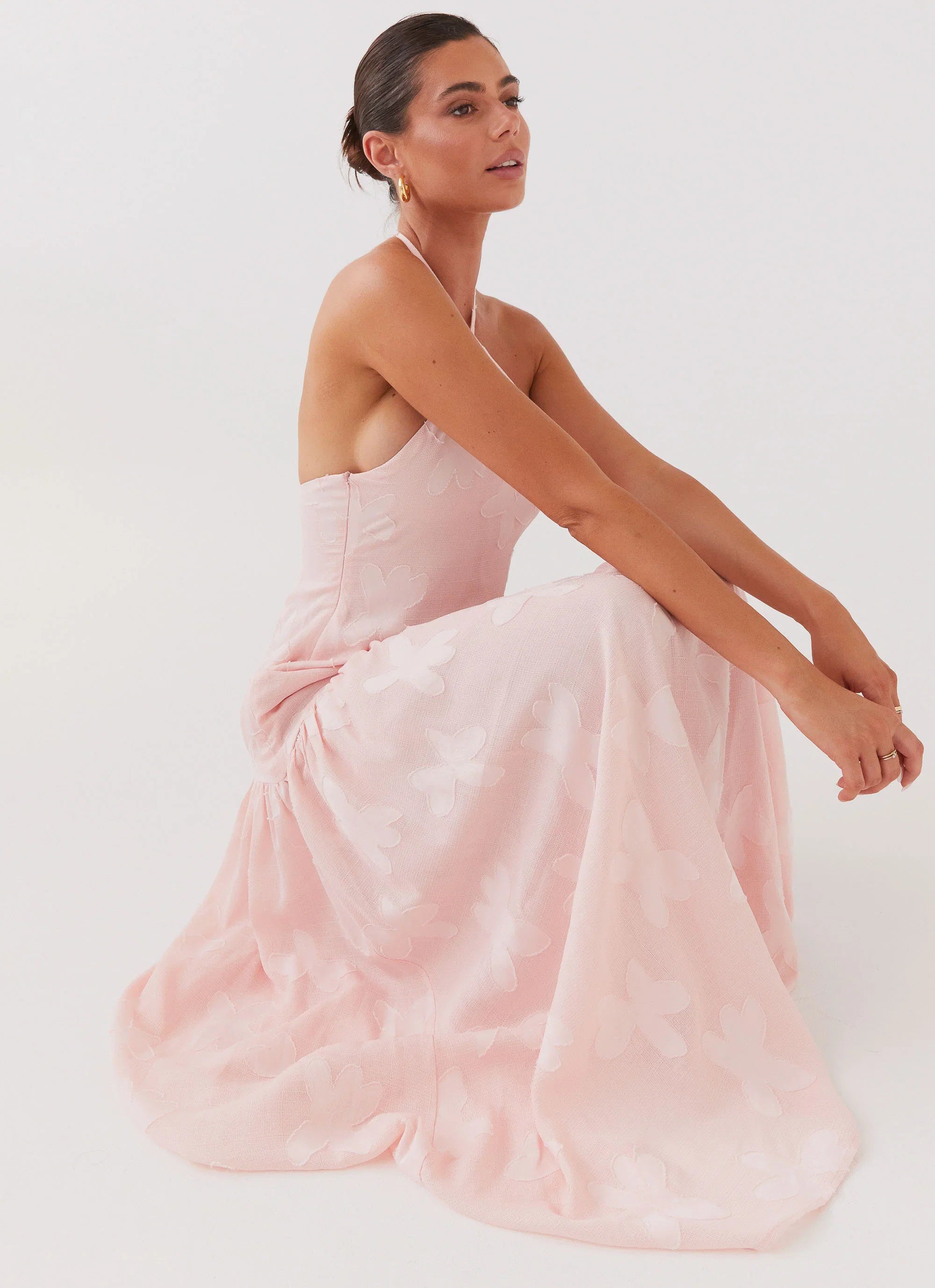 Blushed Cross Neckline Maxi Dress Pink Petal