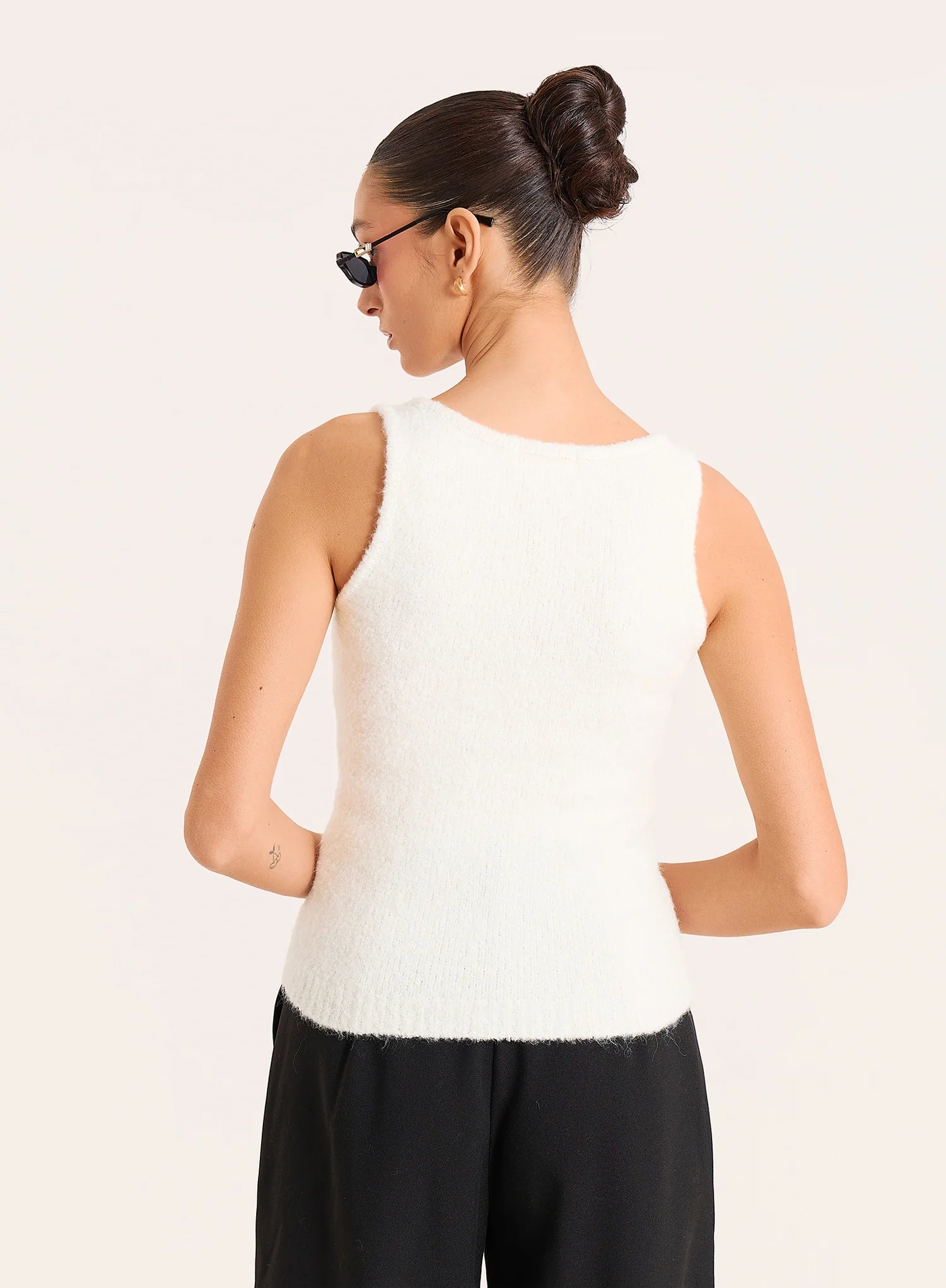 Cream V neck Lightweight Knitted Vest