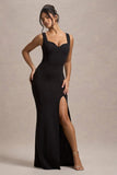 Ashburn Black Strappy Sweetheart Split Maxi Dress