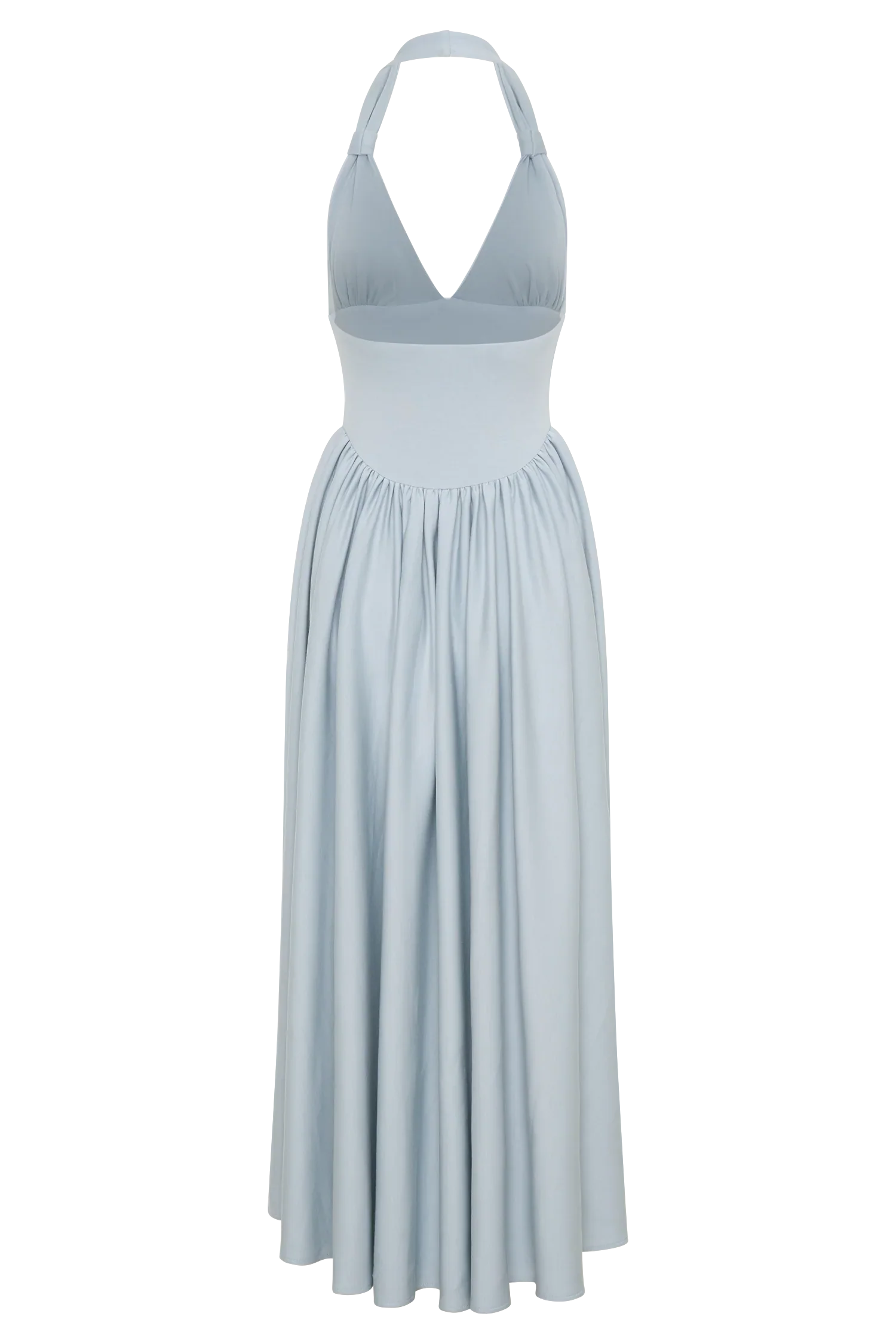 Angelina Scuba Halter Midi Dress Pale Blue