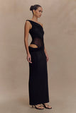 Callen One Shoulder Slinky Maxi Dress Black