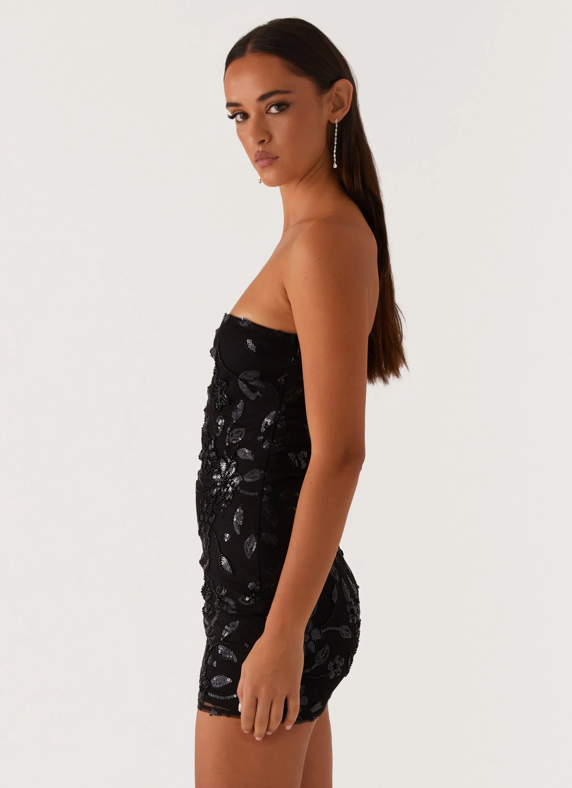 Moorey Beaded Mini Dress Black