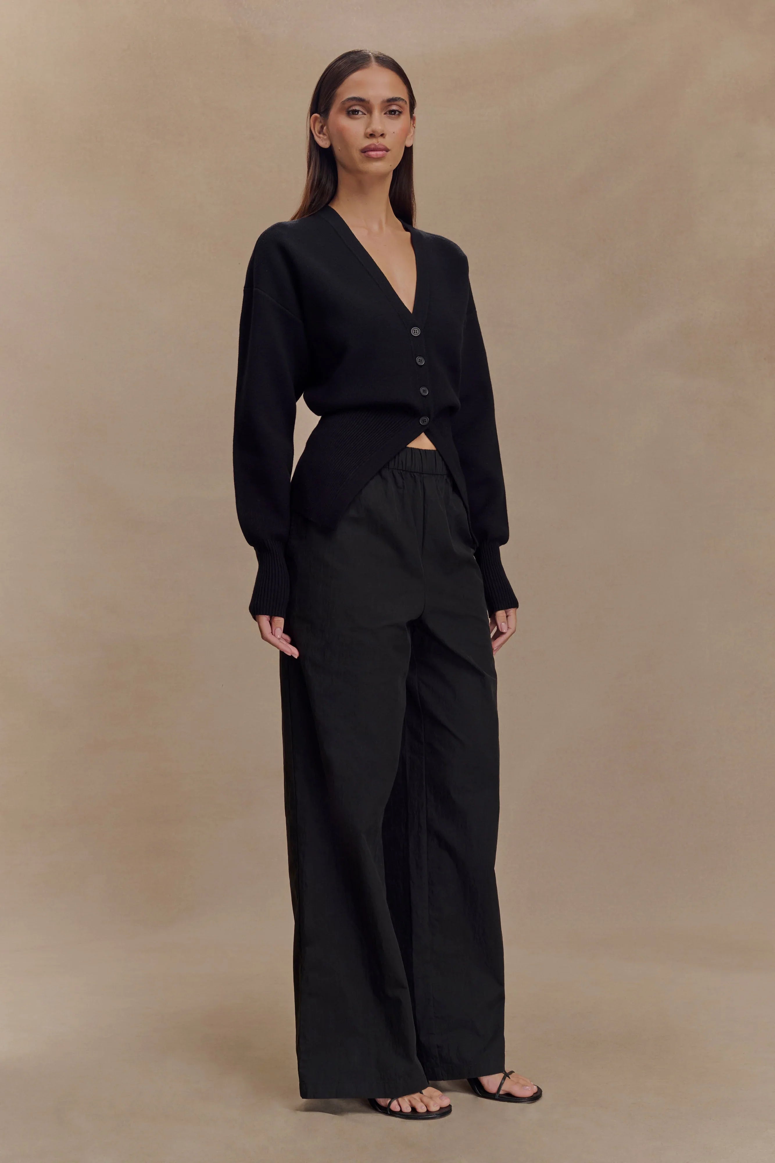 Alexia Buttoned Oversized Cardigan Black