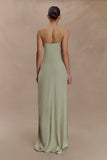 Isadora Lace Satin Maxi Dress Sage