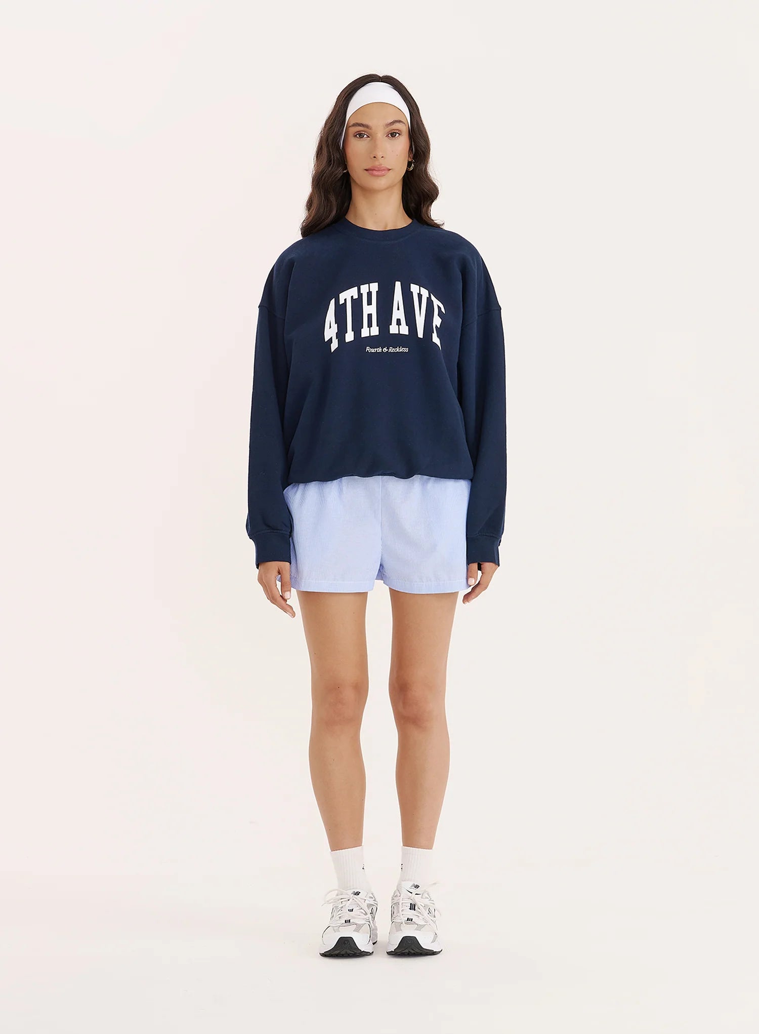 Navy 4th Avenue Slogan Oversized Sweatshirt