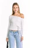 Elkie White Tie Waist Long Sleeve Top